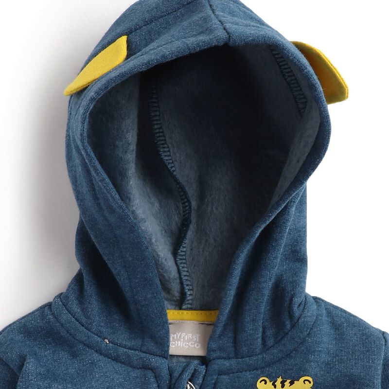 Boys Medium Blue Fleece Cardigan With Hood image number null